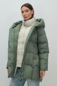 Оптом Куртка двубортная женская зимняя с капюшоном цвета хаки 7736Kh, фото 10
