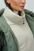 Оптом Куртка двубортная женская зимняя с капюшоном цвета хаки 7736Kh, фото 12