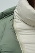 Оптом Куртка двубортная женская зимняя с капюшоном цвета хаки 7736Kh, фото 14
