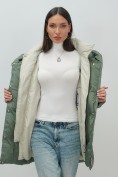 Оптом Куртка двубортная женская зимняя с капюшоном цвета хаки 7736Kh, фото 15