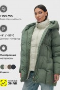 Оптом Куртка двубортная женская зимняя с капюшоном цвета хаки 7736Kh