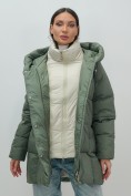 Оптом Куртка двубортная женская зимняя с капюшоном цвета хаки 7736Kh, фото 8
