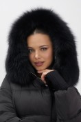 Оптом Куртка зимняя женская с мехом и капюшоном тренд черного цвета 7737Ch, фото 15