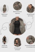 Оптом Куртка зимняя женская с мехом и капюшоном тренд коричневого цвета 7737K, фото 3