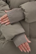 Оптом Куртка зимняя женская с мехом и капюшоном тренд коричневого цвета 7737K, фото 5