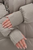 Оптом Куртка зимняя женская с мехом и капюшоном тренд светло-коричневого цвета 7737SK, фото 6
