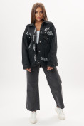 Оптом Джинсовая куртка женская оверсайз темно-серого цвета 7738TC, фото 2