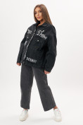 Оптом Джинсовая куртка женская оверсайз темно-серого цвета 7738TC, фото 12