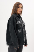 Оптом Джинсовая куртка женская оверсайз темно-серого цвета 7738TC в Екатеринбурге, фото 14