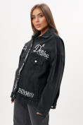 Оптом Джинсовая куртка женская оверсайз темно-серого цвета 7738TC в Казани, фото 15