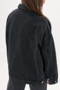 Оптом Джинсовая куртка женская оверсайз темно-серого цвета 7738TC, фото 17