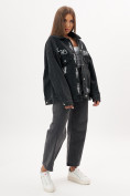 Оптом Джинсовая куртка женская оверсайз темно-серого цвета 7738TC, фото 3