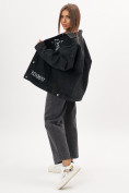 Оптом Джинсовая куртка женская оверсайз темно-серого цвета 7738TC, фото 5