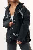 Оптом Джинсовая куртка женская оверсайз темно-серого цвета 7738TC в Екатеринбурге, фото 7