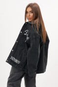 Оптом Джинсовая куртка женская оверсайз темно-серого цвета 7738TC, фото 9