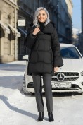 Оптом Куртка зимняя женская с большим капюшоном модная черного цвета 7739Ch, фото 4