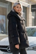 Оптом Куртка зимняя женская с большим капюшоном модная черного цвета 7739Ch, фото 2