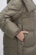 Оптом Куртка зимняя женская с большим капюшоном модная коричневого цвета 7739K, фото 12