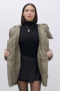 Оптом Куртка зимняя женская с большим капюшоном модная коричневого цвета 7739K, фото 15