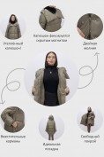 Оптом Куртка зимняя женская с большим капюшоном модная коричневого цвета 7739K, фото 3