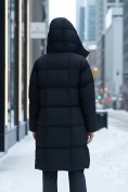 Оптом Пальто зимнее утепленное с капюшоном женское черного цвета 7741Ch, фото 3