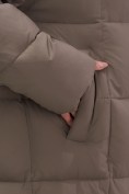 Оптом Пальто зимнее утепленное с капюшоном женское светло-коричневого цвета 7741SK, фото 7