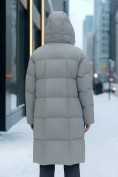 Оптом Пальто зимнее утепленное с капюшоном женское серого цвета 7741Sr, фото 2