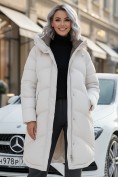 Оптом Пальто зимнее утепленное с капюшоном женское бежевого цвета 7747B, фото 6