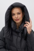 Оптом Пальто зимнее утепленное с капюшоном женское черного цвета 7748Ch, фото 9