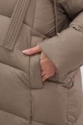 Оптом Пальто зимнее утепленное с капюшоном женское светло-коричневого цвета 7748SK, фото 12