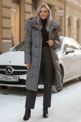 Оптом Пальто зимнее утепленное с капюшоном женское темно-серого цвета 7748TC, фото 5
