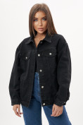 Оптом Джинсовая куртка женская оверсайз черного цвета 7752Ch