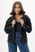 Оптом Джинсовая куртка женская оверсайз черного цвета 7752Ch, фото 12