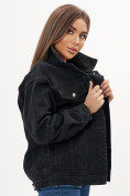 Оптом Джинсовая куртка женская оверсайз черного цвета 7752Ch в Казани, фото 13