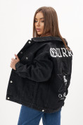 Оптом Джинсовая куртка женская оверсайз черного цвета 7752Ch, фото 2