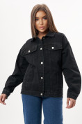 Оптом Джинсовая куртка женская оверсайз черного цвета 7752Ch, фото 6