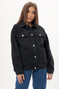 Оптом Джинсовая куртка женская оверсайз черного цвета 7752Ch, фото 7