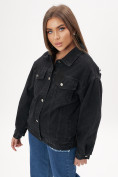 Оптом Джинсовая куртка женская оверсайз черного цвета 7752Ch в Казани, фото 9