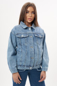 Оптом Джинсовая куртка женская оверсайз синего цвета 7752S, фото 15