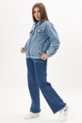 Оптом Джинсовая куртка женская оверсайз синего цвета 7752S, фото 9