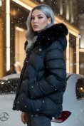 Оптом Куртка зимняя женская с мехом и капюшоном тренд черного цвета 7759Ch, фото 2