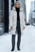 Оптом Пальто зимнее утепленное с капюшоном женское бежевого цвета 7779B, фото 4