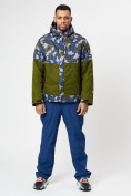 Оптом Спортивная куртка мужская зимняя цвета хаки 78015Kh в Казани, фото 12