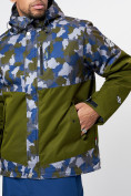 Оптом Спортивная куртка мужская зимняя цвета хаки 78015Kh в Казани, фото 5