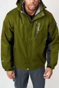 Оптом Спортивная куртка мужская зимняя цвета хаки 78016Kh в Казани, фото 2