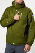 Оптом Спортивная куртка мужская зимняя цвета хаки 78016Kh в Казани, фото 3
