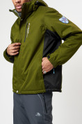 Оптом Спортивная куртка мужская зимняя цвета хаки 78016Kh в Казани, фото 4