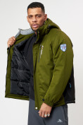 Оптом Спортивная куртка мужская зимняя цвета хаки 78016Kh в Екатеринбурге, фото 5