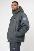 Оптом Спортивная куртка мужская зимняя темно-серого цвета 78016TC в Казани, фото 7
