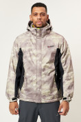 Оптом Спортивная куртка мужская зимняя бежевого цвета 78018B в Екатеринбурге